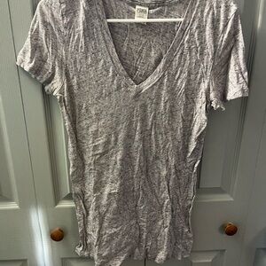 Gray V-Neck Women's Top